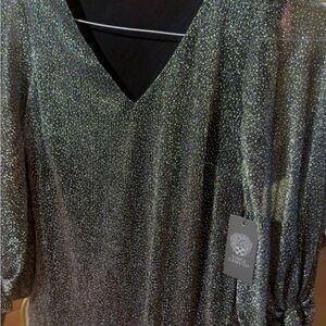 Vince Camuto Black and Gold Shimmer Top